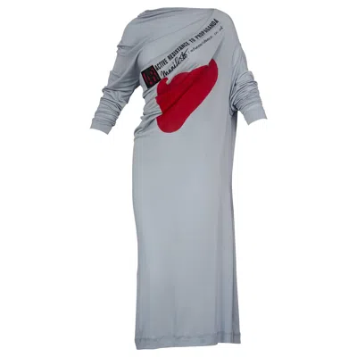 Pre-owned Vivienne Westwood "active Resistance To Propaganda" Manifesto Asymmetrical Dress In Gray