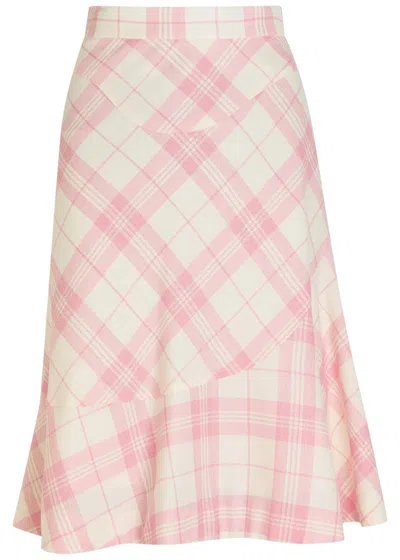 Vivienne Westwood Adder Plaid Wool-blend Crepe Midi Skirt In Pink