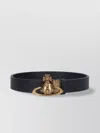 Vivienne Westwood Adjustable Length Gold-tone Buckle Smooth Finish Belts In Black