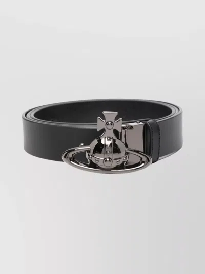 Vivienne Westwood Adjustable Metal Buckle Smooth Finish Belts In Black