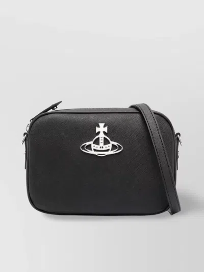 Vivienne Westwood Adjustable Strap Shoulder Bag With Rear Zip Pocket In Black