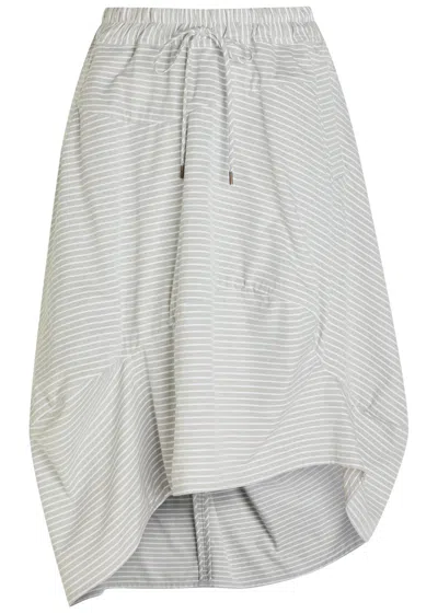 Vivienne Westwood Aerodrome Striped Asymmetric Cotton Midi Skirt In Gray