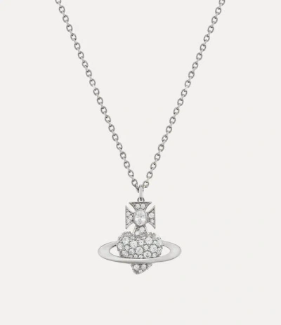 Vivienne Westwood Agnatha Bas Relief Pendant Necklace Silver Cubic Zirconia Women