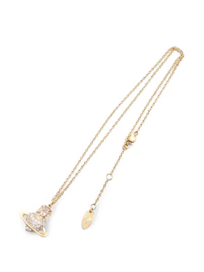 Pre-owned Vivienne Westwood Agnatha Plated Rhinestone Necklace In Gold