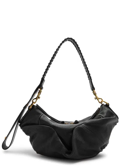 Vivienne Westwood Agnes Small Draped Leather Shoulder Bag In Black