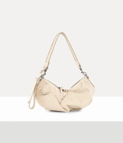 Vivienne Westwood Agnes Small Shoulder Bag Supple Leather Cream-dark-silver