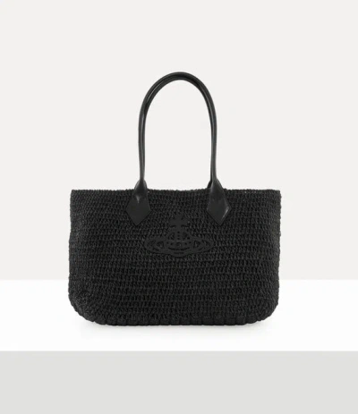 Vivienne Westwood Alana Small Tote Raffia-effect Black