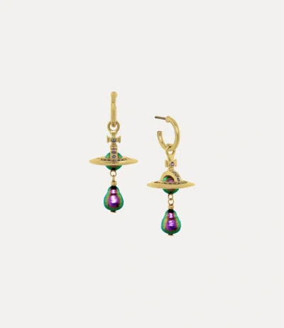 Vivienne Westwood Aleksa Earrings Gold-vitrail-medium-crystal-purple-pearl Gold-vitrail-medium-crystal-purple-pearl Wo