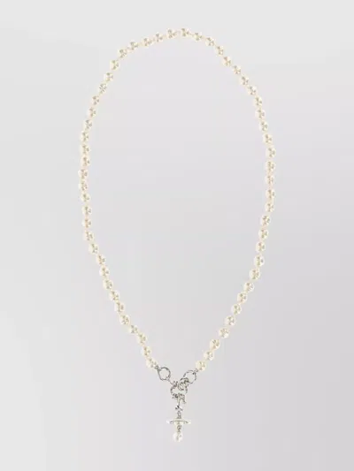 Vivienne Westwood Aleksa Necklace With Pearl Bead Pendant In White
