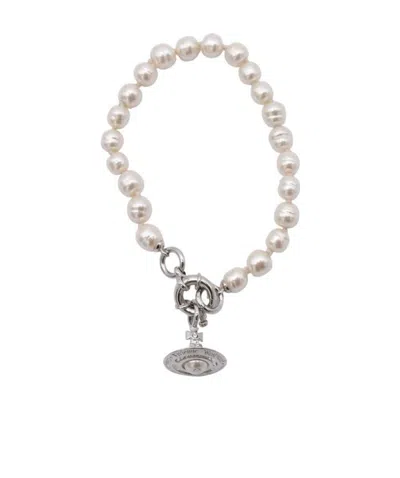 Vivienne Westwood Aleksa Saturn Pendant Bracelet In White