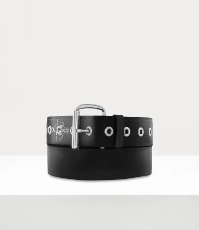 Vivienne Westwood Alex Belt Rhodium-black-leather Brass Unisex