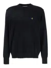 Vivienne Westwood 'alex' Black Crewneck Sweater With Orb Logo Detail On The Front In Black