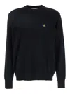 Vivienne Westwood 'alex' Black Crewneck Sweater With Orb Logo Detail On The Front