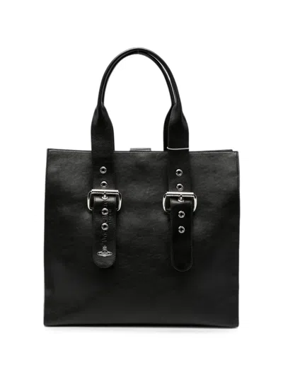 Vivienne Westwood Alex Buckle-detail Leather Tote Bag In Black