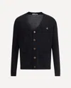 Vivienne Westwood Black V Neck Cardigan With Orb Embroidery In Cotton And Cashmere In Black