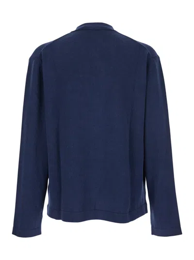 Vivienne Westwood Blue V-neck Cardigan With Orb Decoration On The Front In Cotton Man