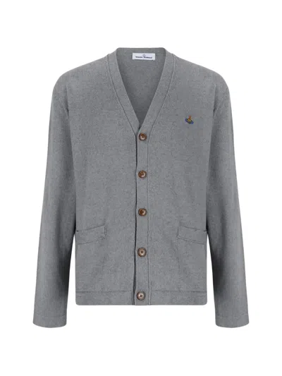 Vivienne Westwood Grey V Neck Cardigan In Gray