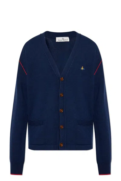 Vivienne Westwood Orb-embroidered Cardigan In Navy