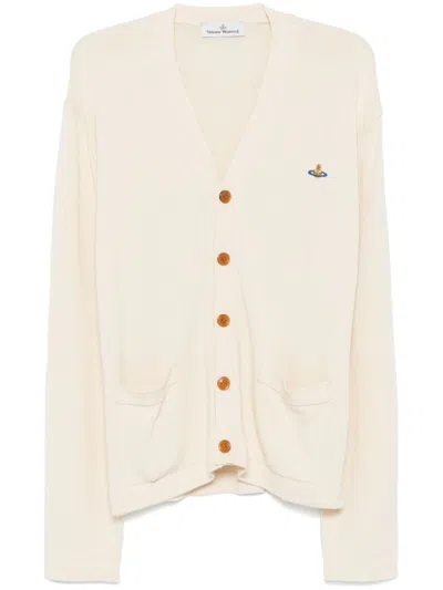 Vivienne Westwood Cardigan With Logo In Neutral