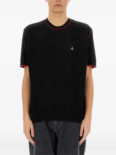 Vivienne Westwood Alex Contrast-stitched Short-sleeves T-shirt In Black