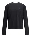 Vivienne Westwood Black Crew Necksweater With Orb Logo Embroidered On The Front In Wool Blend Man In Black
