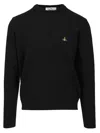 Vivienne Westwood 'alex' Black Crewneck Sweater With Orb Logo Detail On The Front In Black