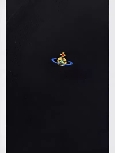 Vivienne Westwood Alex Embroidered Logo Buttoned Cardigan In Black