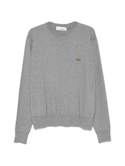 Vivienne Westwood Alex Embroidered-detail Crew-neck Long-sleeve Knitted Cotton T-shirt In Neutral