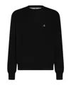 Vivienne Westwood 'alex' Black Crewneck Sweater With Orb Logo Detail On The Front In Black
