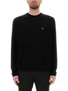 Vivienne Westwood 'alex' Black Crewneck Sweater With Orb Logo Detail On The Front