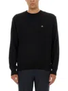 Vivienne Westwood 'alex' Black Crewneck Sweater With Orb Logo Detail On The Front