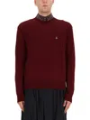 Vivienne Westwood Bordeaux Crew Neck Sweater With Dropped Shoulders And Orb Logo On The Front In Wool Blend Man In Brown