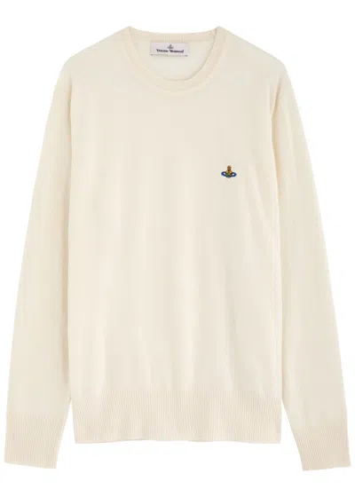 Vivienne Westwood Cotton-cashmere Crewneck Knit Sweater In Neutrals