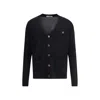 Vivienne Westwood Black V Neck Cardigan With Orb Embroidery In Cotton And Cashmere In Black