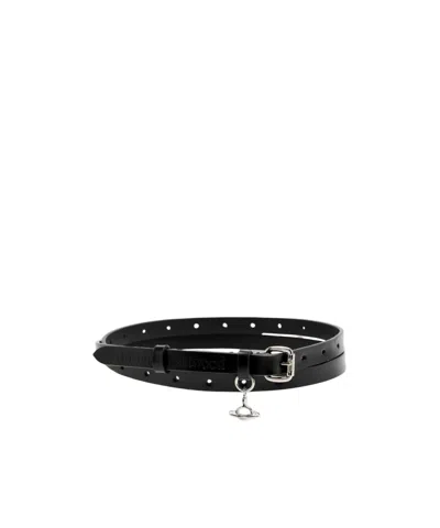 Vivienne Westwood Alex Mini Charm Detailed Belt In Black