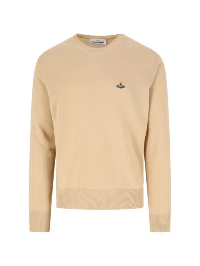 Vivienne Westwood Beige Alex Crew Neck Cotton Sweater In Neutral