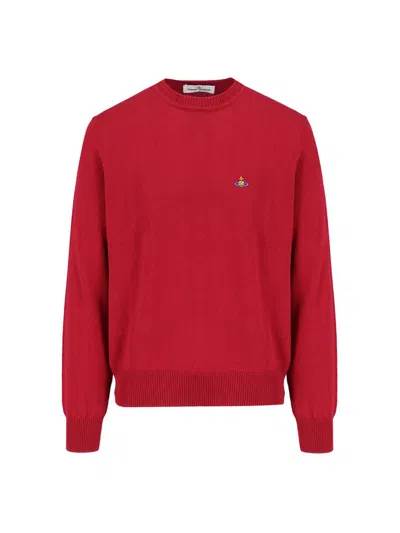Vivienne Westwood Alex Orb Embroidered Knitted Jumper In Red