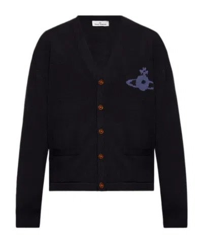 VIVIENNE WESTWOOD VIVIENNE WESTWOOD ALEX ORB-INTARSIA KNITTED CARDIGAN