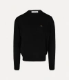 Vivienne Westwood 'alex' Black Crewneck Sweater With Orb Logo Detail On The Front In Black