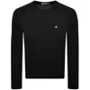 Vivienne Westwood 'alex' Black Crewneck Sweater With Orb Logo Detail On The Front