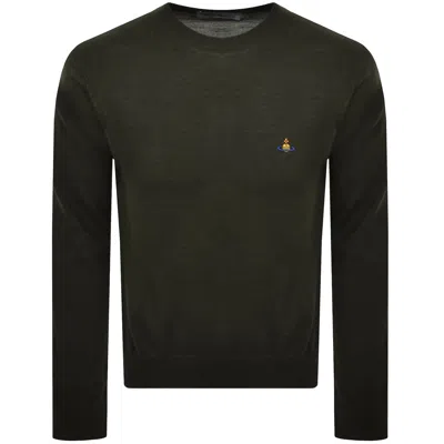 Vivienne Westwood Alex Round Neck Jumper Green In Black