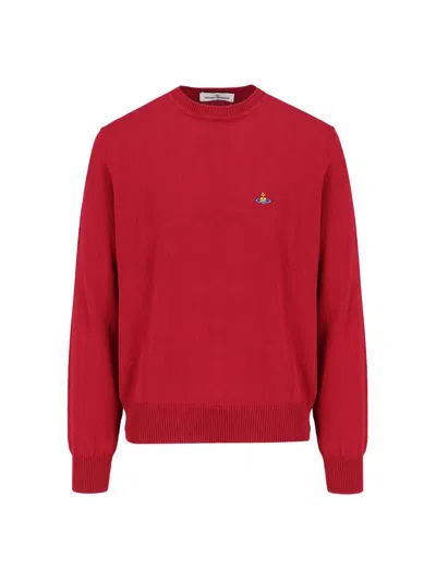 Vivienne Westwood Alex Round Neck Logo Sweater In Red
