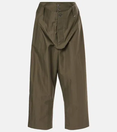 Vivienne Westwood Alien Cropped Cotton Wide-leg Pants In Green
