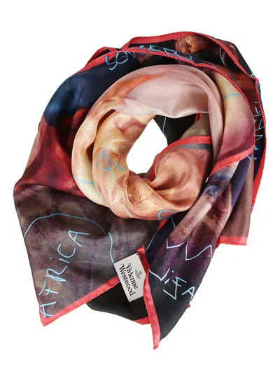 Vivienne Westwood All-over Printed Scarf In Coral Red