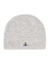 Vivienne Westwood Mens Grey Fluffy Brand-embroidered Alpaca-blend Beanie Hat In Gray