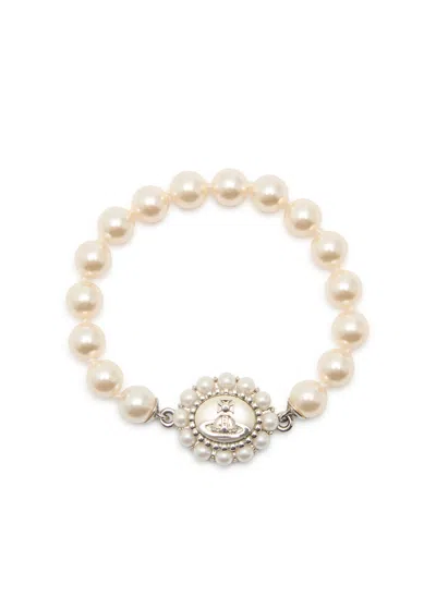 Vivienne Westwood Amaya Faux Pearl Bracelet In Silver