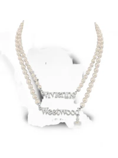 Vivienne Westwood Amelia Necklace Silver Glass Pearls Women In Multi