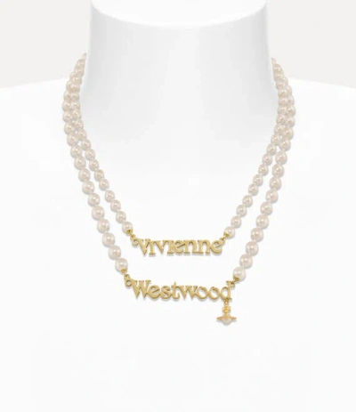Vivienne Westwood Amelia Necklace Goldcream-pearl Brass Women
