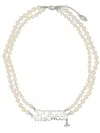 Vivienne Westwood Double Strand Pearl Bead Necklace Adjustable In Silver