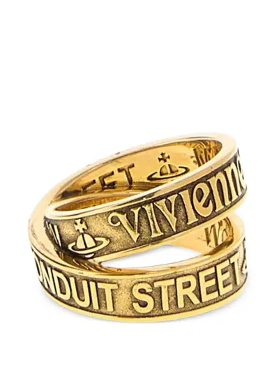 Vivienne Westwood Amos Logo-engraved Ring In Gold